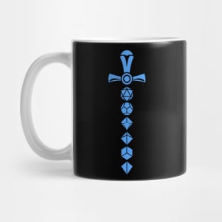 Blue Polyhedral Dice Sword of the Cleric Mug